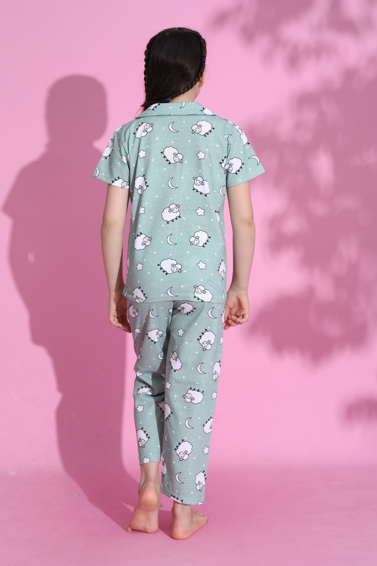 Lisinya275 4-13 Yaş Çocuk Pijama Takımı Açıkyeşil