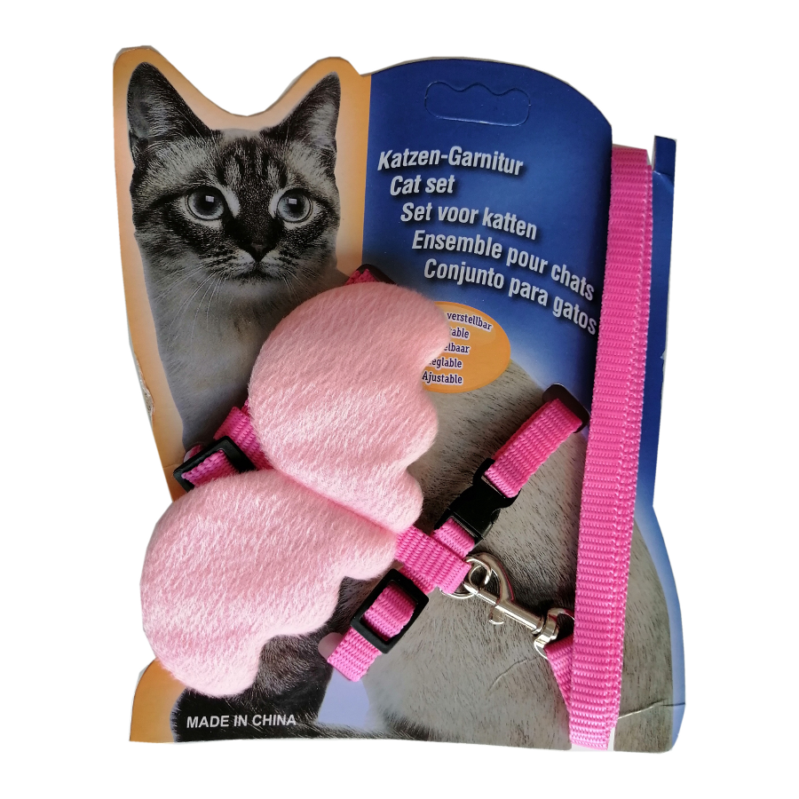 Kanatlı Melek Kedi Göğüs Bel Tasması 20*32 cm Pembe Pudra