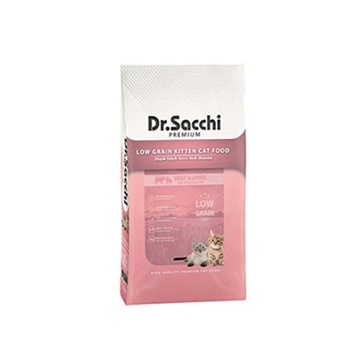 Dr.Sacchi Premium Düşük Tahıllı Sığır ve Kuzu Etli Yavru Kedi Maması 10 Kg - Lisinya