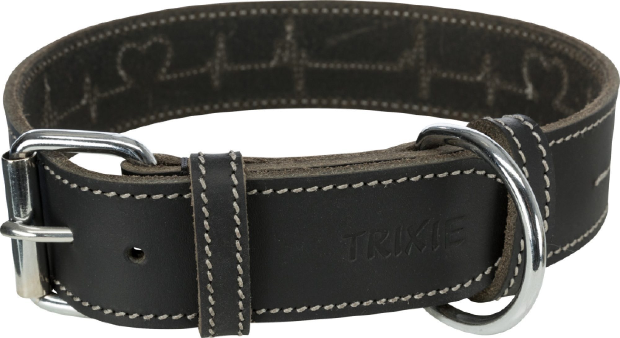 Trixie Köpek Boyun Tasması  Kalın Deri  L-XL:55-65cm40mm  Siyah - Lisinya