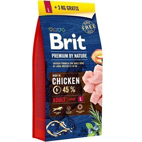 Brit Premium By Nature Adult L Büyük Irk Tavuklu Yetişkin Köpek Maması 15+3 Kg Hediyeli - Lisinya