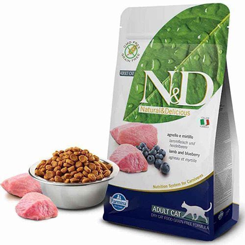 N&D Tahılsız Kuzu Etli ve Yaban Mersinli Yetişkin Kuru Kedi Maması 5 kg - Lisinya