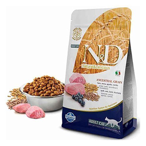 N&D Ancestral Grain Kuzu Etli ve Yaban Mersinli Ata Tahıllı Yetişkin Kedi Maması 1,5 Kg - Lisinya