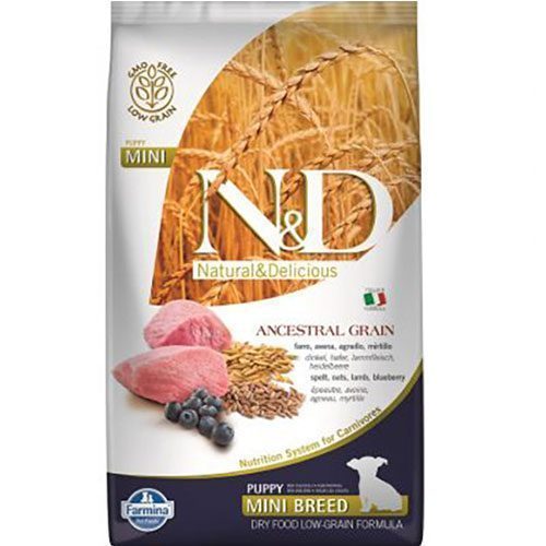 N&D Ancestral Grain Kuzu Etli Yaban Mersinli Küçük Irk Ata Tahıllı Yavru Köpek Maması 2,5 Kg - Lisinya