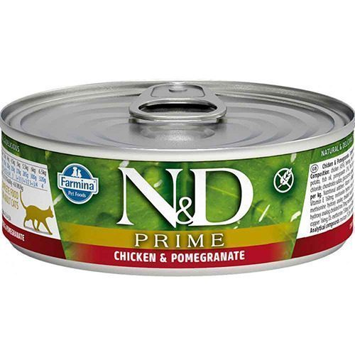 N&D Prime Tavuklu ve Narlı Tahılsız Yetişkin Kedi Konservesi 80 Gr