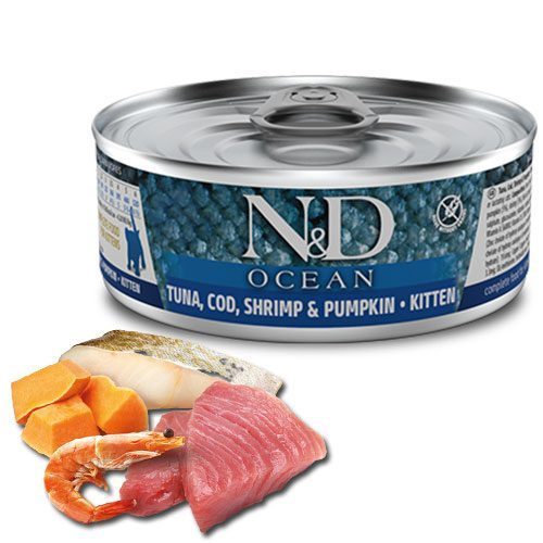 ND Ocean Morina & Karides Balkabağı Yavru Kedi Konservesi 80 Gr - Lisinya