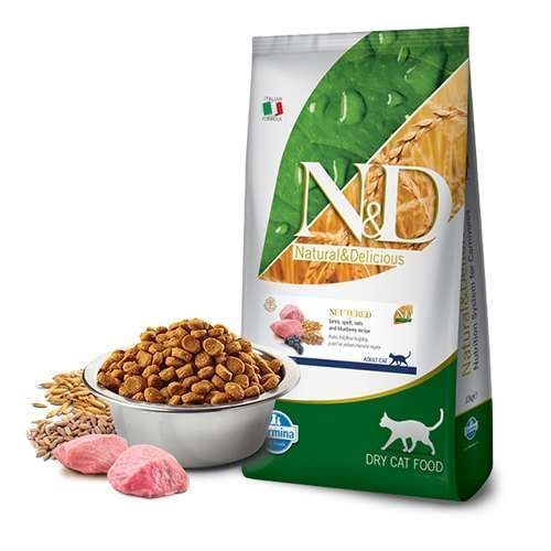 N&D Ancestral Grain Kuzu Etli ve Yaban Mersinli Az Tahıllı Kısırlaştırılmış Kedi Maması 10 Kg - Lisinya