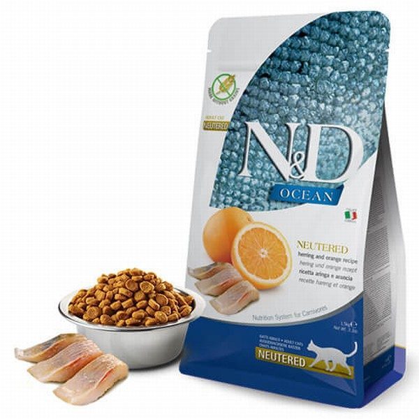 N&D Ocean Ringa Balıklı ve Portakallı Tahılsız Kısırlaştırılmış Kedi Maması 1,5 Kg - Lisinya