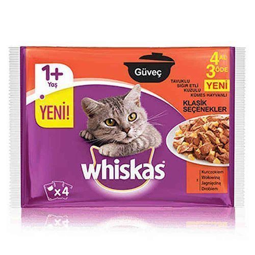 Whiskas Pouch Karışık Güveç Seçenekli Jel Kedi Konserve 4x100 Gr - Lisinya