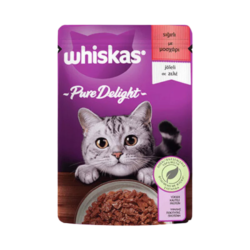 Whiskas Pouch Pure Delight Jöle İçinde Sığır Etli Yetişkin Kedi Konservesi 85 Gr - Lisinya