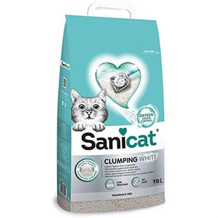 Sanicat Clumping White Cotton Fresh Oksijen Kontrol Süper Topaklanan Kedi Kumu 10 Lt - Lisinya