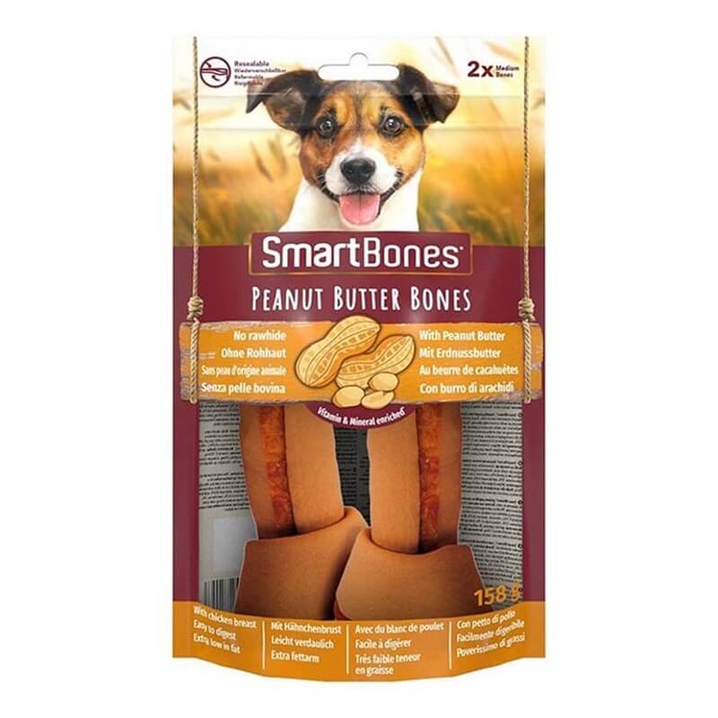 SmartBones Tavuklu Fıstık Ezmeli Medium Düğüm Kemik Köpek Ödülü 2'Li 158 Gr - Lisinya