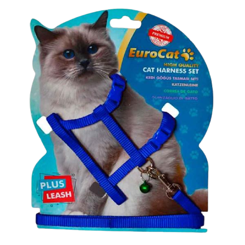 Eurocat Kedi Göğüs Tasması Düz Mavi - Lisinya