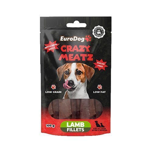 EuroDog Crazy Meatz Kuzu Etli Fileto Şekersiz Köpek Ödül Maması 100 Gr - Lisinya