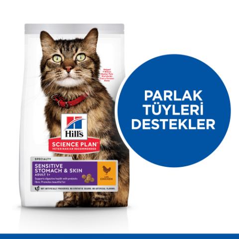 Hill's Adult Sensitive Stomach Skin Tavuklu Hassas Yetişkin Kuru Kedi Maması 1.5 kg - Lisinya