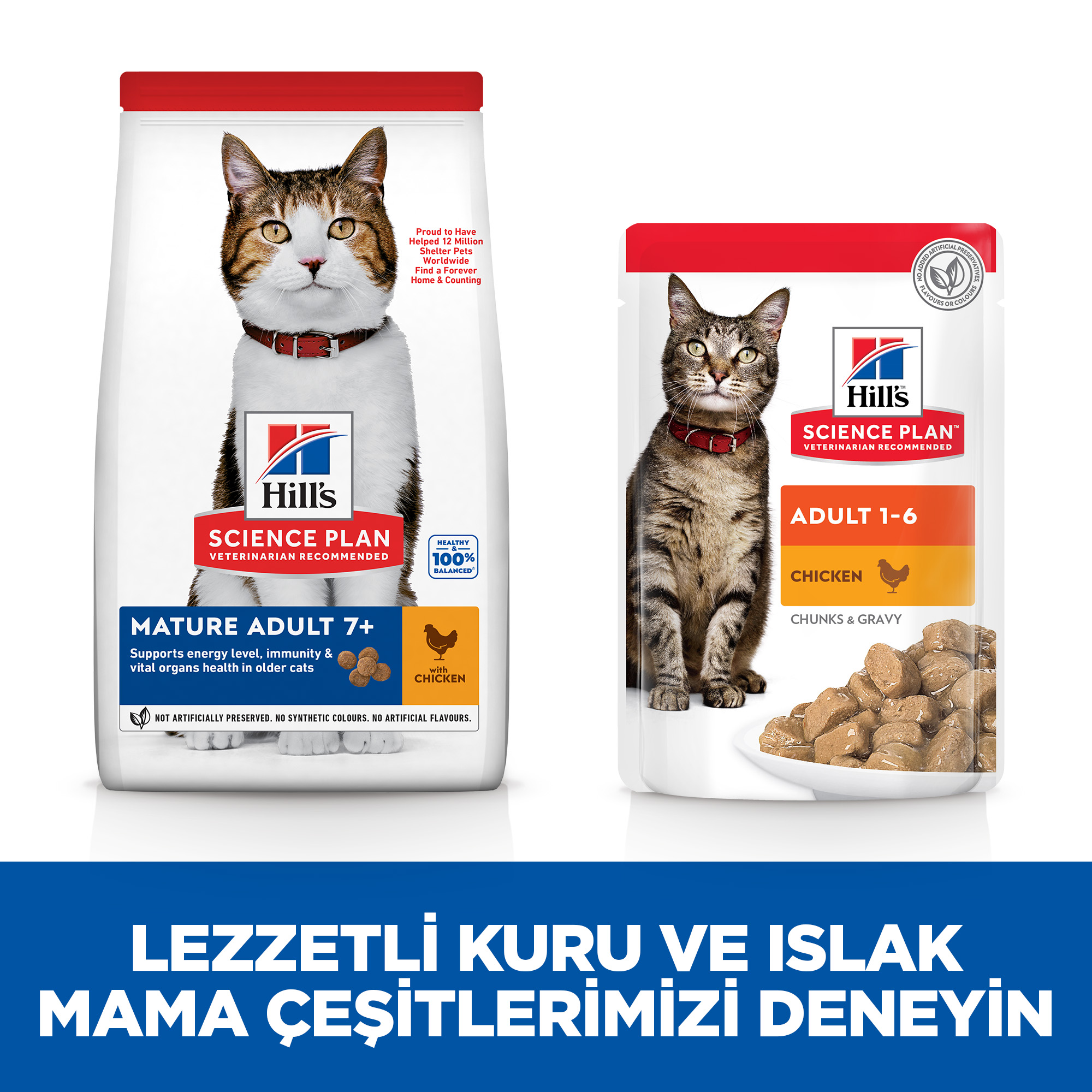 Hills Mature +7 Tavuklu Yaşlı Kedi Maması 3 Kg - Lisinya