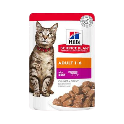 Hill's Chunks & Gravy Biftekli Yetişkin Kedi PouchYaş Maması  85 gr - Lisinya