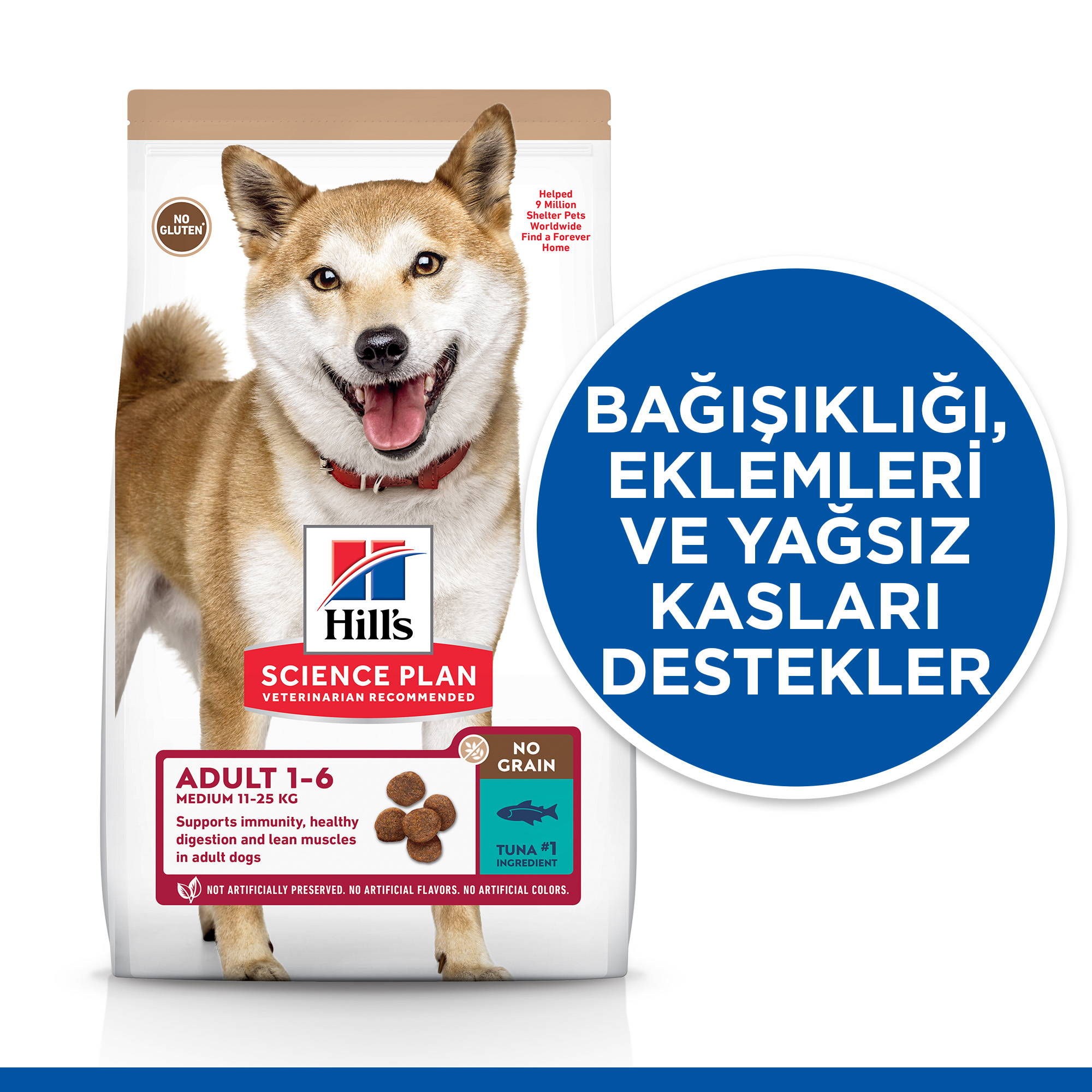 Hill's SCIENCE PLAN No Grain Ton Balıklı Orta Irk ahılsız Yetişkin Köpek Maması 2,5kg - Lisinya