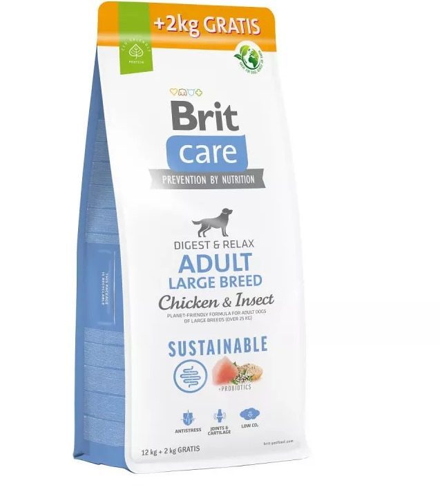 Brit Care Sustainable Adult Large Breed Yetişkin Köpek Maması Tavuklu & Larvalı 12 + 2 Kg - Lisinya