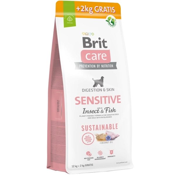 Brit Care Sensitive Digeston & Skin Balıklı Larva Proteinli Yetişkin Köpek Maması 12Kg+2 Kg - Lisinya