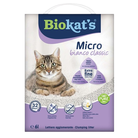 Biokats Micro Bianco Classic Kokusuz Topaklanan Doğal Kedi Kumu 6Lt - Lisinya