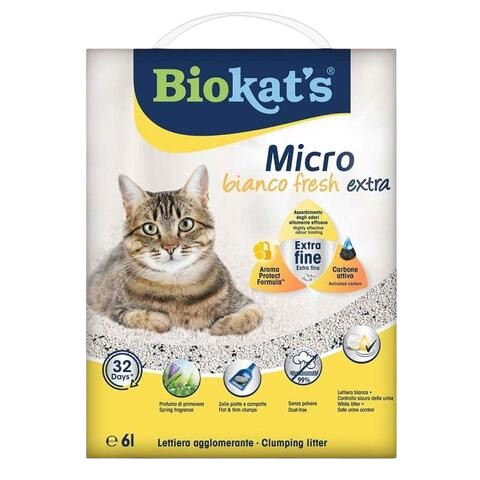 Biokats Micro Fresh Extra Bahar Kokulu Aktif Karbonlu Topaklanan Doğal Kedi Kumu 6Lt - Lisinya