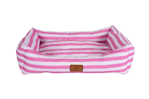 Peggy Daisy Makaron Çizgili Köpek Yatağı 80x60x20c (Pembe) [L] - Lisinya