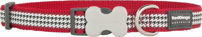 Red Dingo Fang It Desenli Kırmızı Köpek Boyun Tasması 20mm - Lisinya