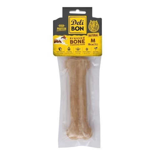 Delibon Deri Press Köpek Kemik 15Cm M Boy 1Li Paket Naturel - Lisinya