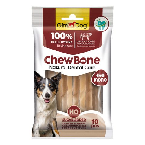 GimDog ChewBone Diş Sağlığı Destekleyici NaturelBurgu Çubuk 80gr (10'lu) - Lisinya