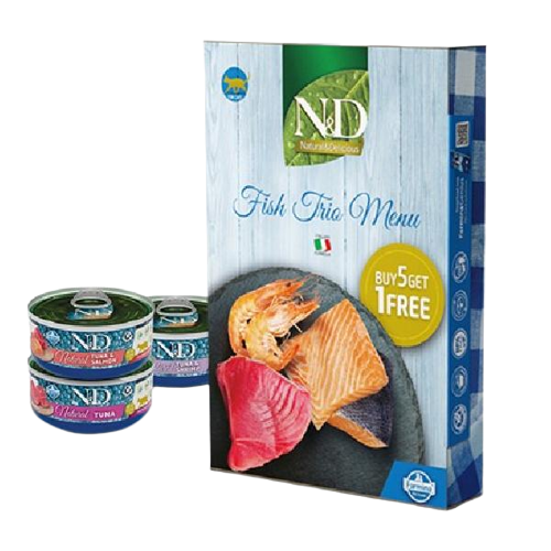 N&D Fish Trio Menu Balıklı Yetişkin Kedi Konserves 6x70 gr - Lisinya