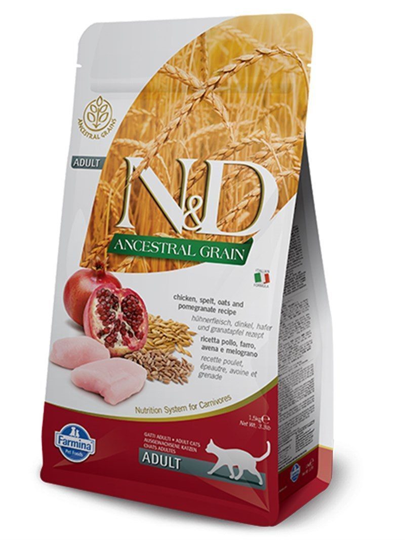 N&D Ancestral Grain Tavuklu ve Narlı Ata Tahıllı Yetişkin Kedi Maması 1,5 Kg - Lisinya