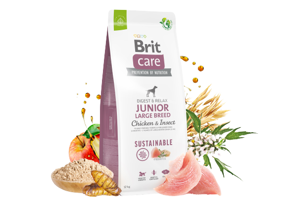 Brit Care Junior Digest & Relax Tavuklu LarvaProteinli Büyük Irk Yavru Köpek Maması 12 Kg