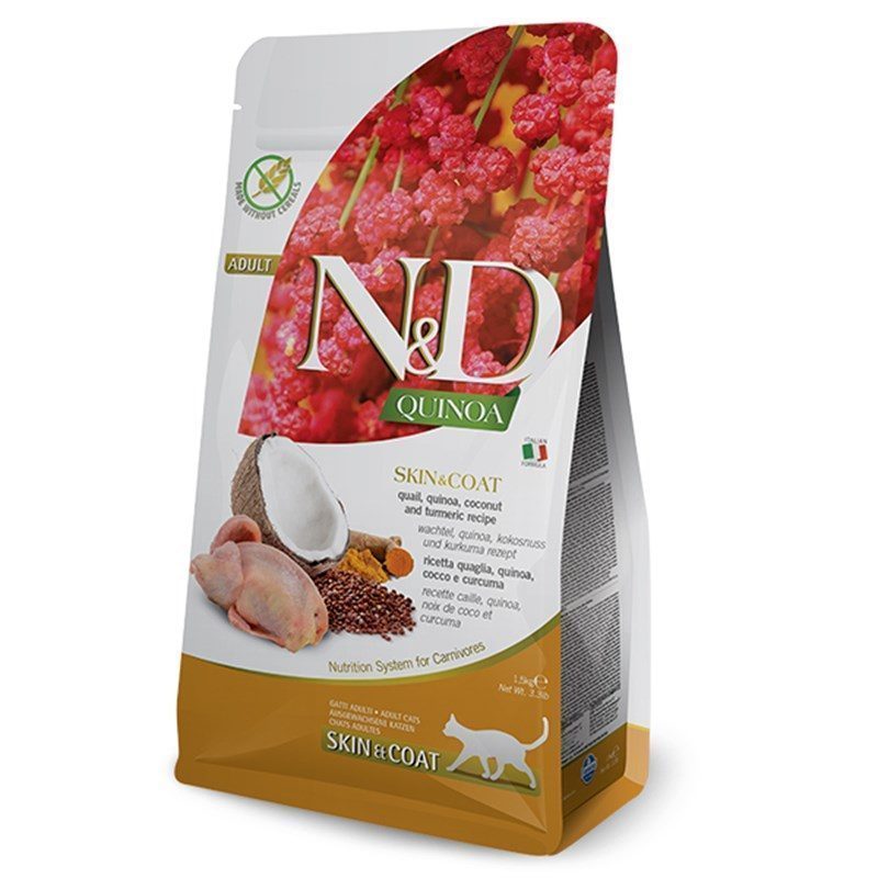 ND Quinoa Skin Coat Bıldırcın Yetişkin Kedi Maması 1.5 kg - Lisinya