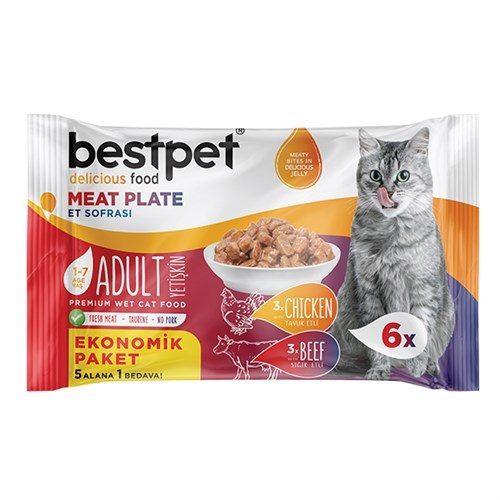 Bestpet Etli Çeşitler Ecopack Yetişkin Kedi Konservesi 85 Gr 6 Al 5 Öde - Lisinya