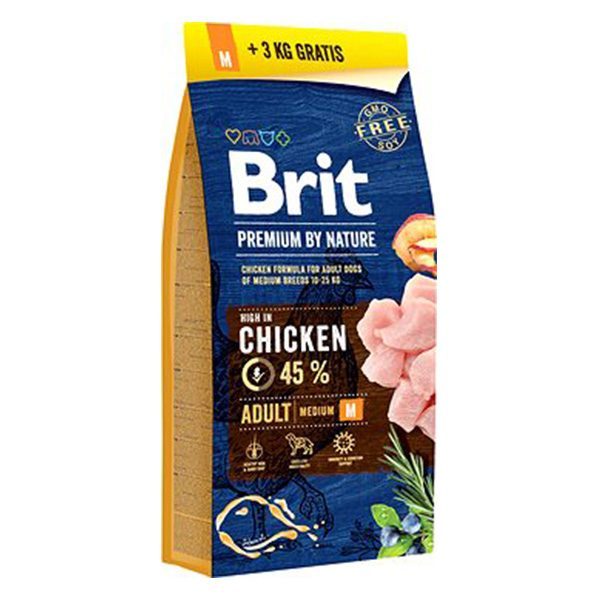 Brit Premium By Nature Adult M Orta Irk Tavuklu Yetişkin Köpek Maması 15+3 Kg Hediyeli - Lisinya