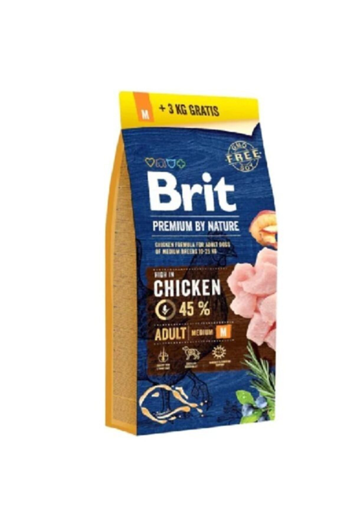 Brit Premium By Nature Adult M Orta Irk Tavuklu Yetişkin Köpek Maması 15+3 Kg Hediyeli - Lisinya