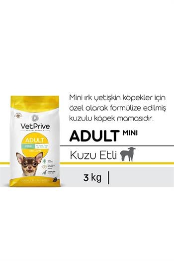 Vet Prive Kuzu Etli Mini & Küçük Irk Yetişkin Köpe Köpek Maması 3 Kg - Lisinya