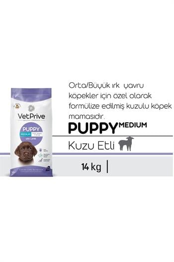 Vet Prive Kuzu Etli Orta ve İri Irk Yavru Köpek Maması 14 kg - Lisinya