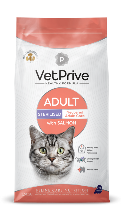 Vet Prive Somonlu Kısırlaştırılmış Yetişkin Kedi Maması 10 Kg - Lisinya