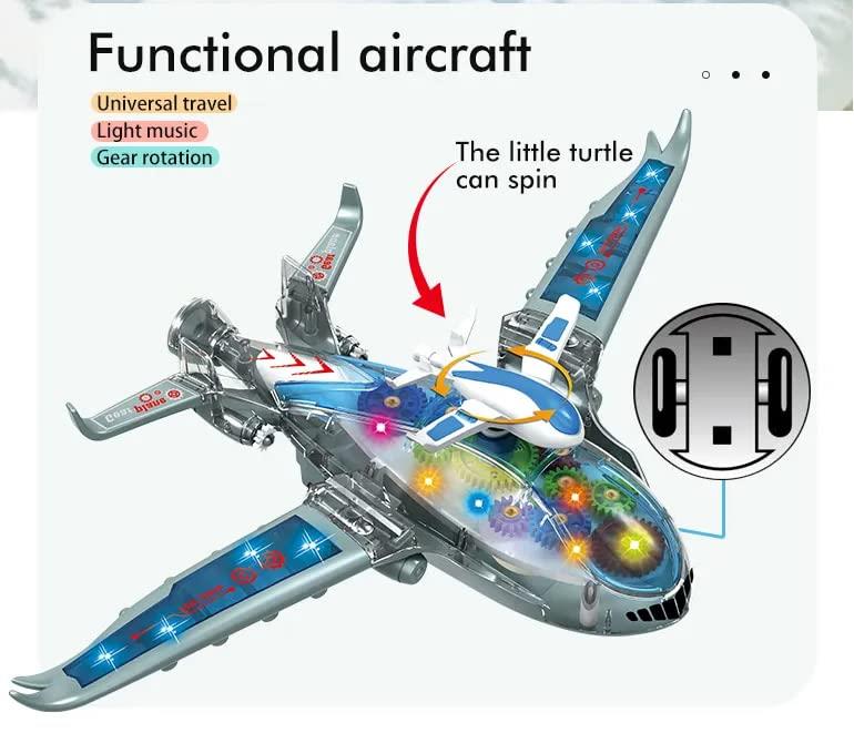 Yerde Gezen Işıklı Sesli Hareketli Mekanizmalı Savaş Uçak 43x27 Cm - 8817 (Lisinya)